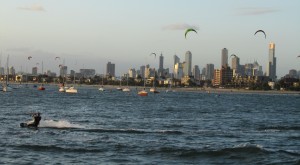 Looking towards the city from the St. Kilda pier.